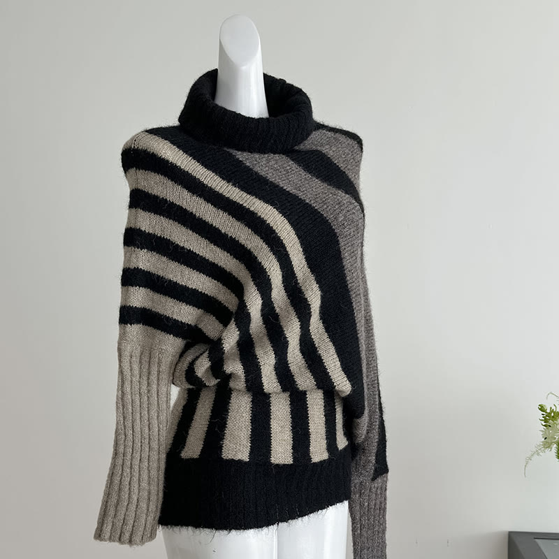 Strickpullover mit unregelmäßigen Streifen - Grau - L - image 2