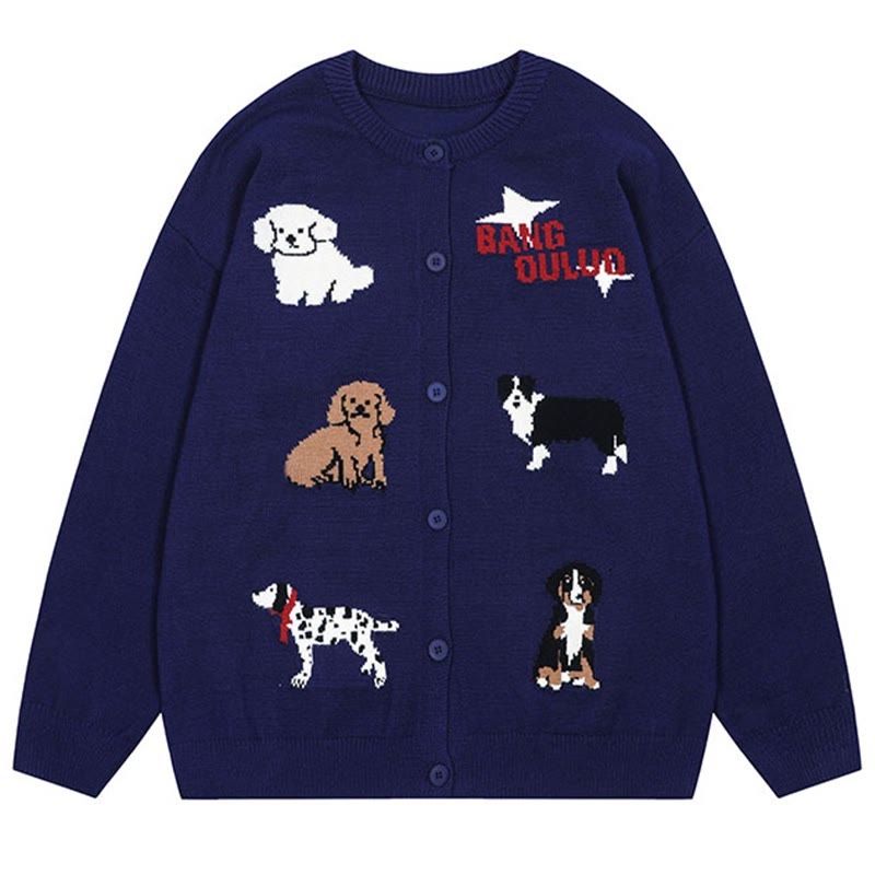 Strickjacke mit Welpen-Buchstaben-Print - Purpurblau - XL - image 2