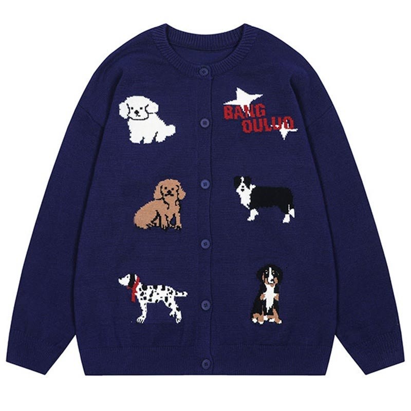 Strickjacke mit Welpen-Buchstaben-Print - Purpurblau - XL - image 2