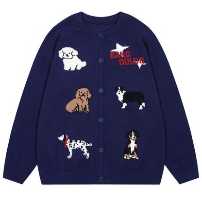 Strickjacke mit Welpen-Buchstaben-Print - Purpurblau - XL - image 2