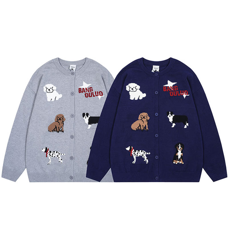 Strickjacke mit Welpen-Buchstaben-Print - image 1