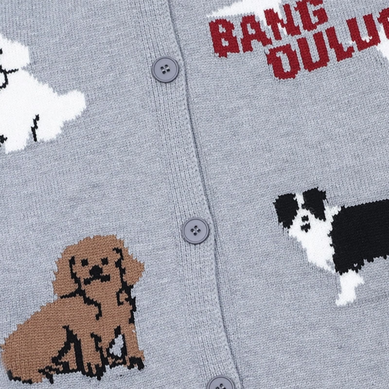 Strickjacke mit Welpen-Buchstaben-Print - image 5