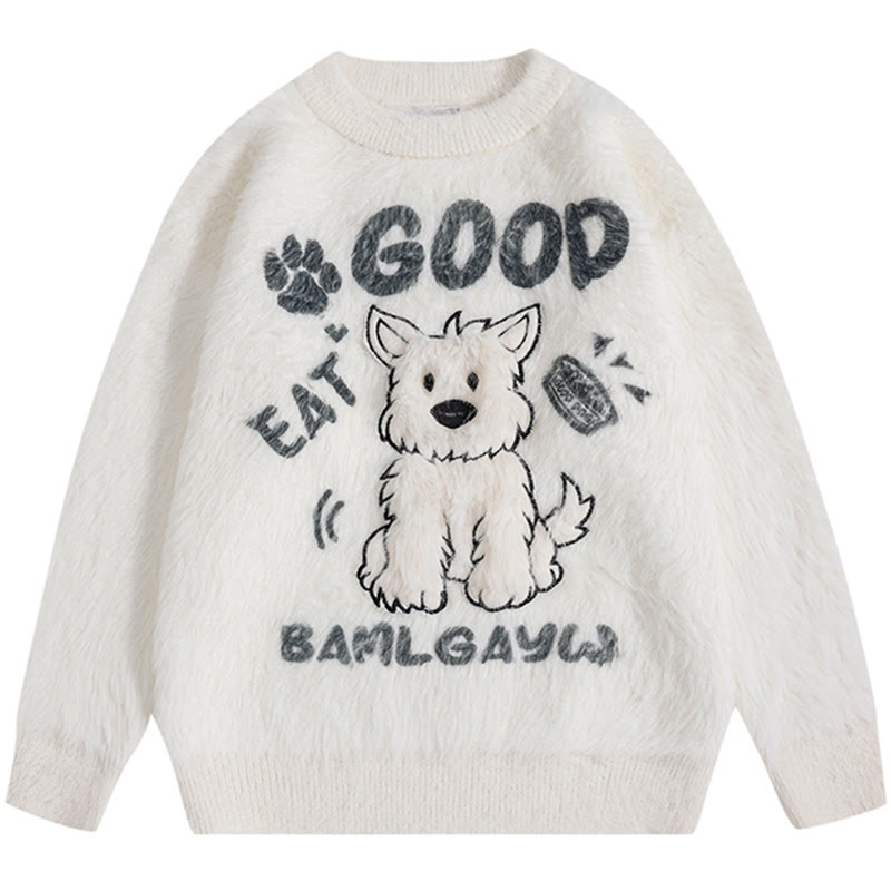 Lässiger Pullover mit Welpen-Flocking-Print - Weiß - XL - image 3