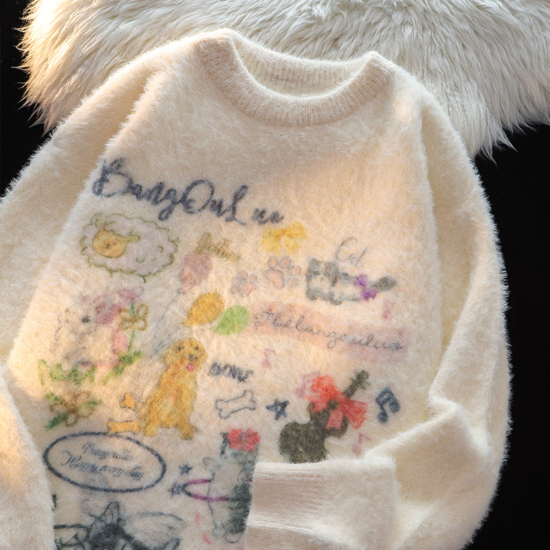 Lässiger Pullover im Graffiti-Stil - Aprikose - XL - image 2