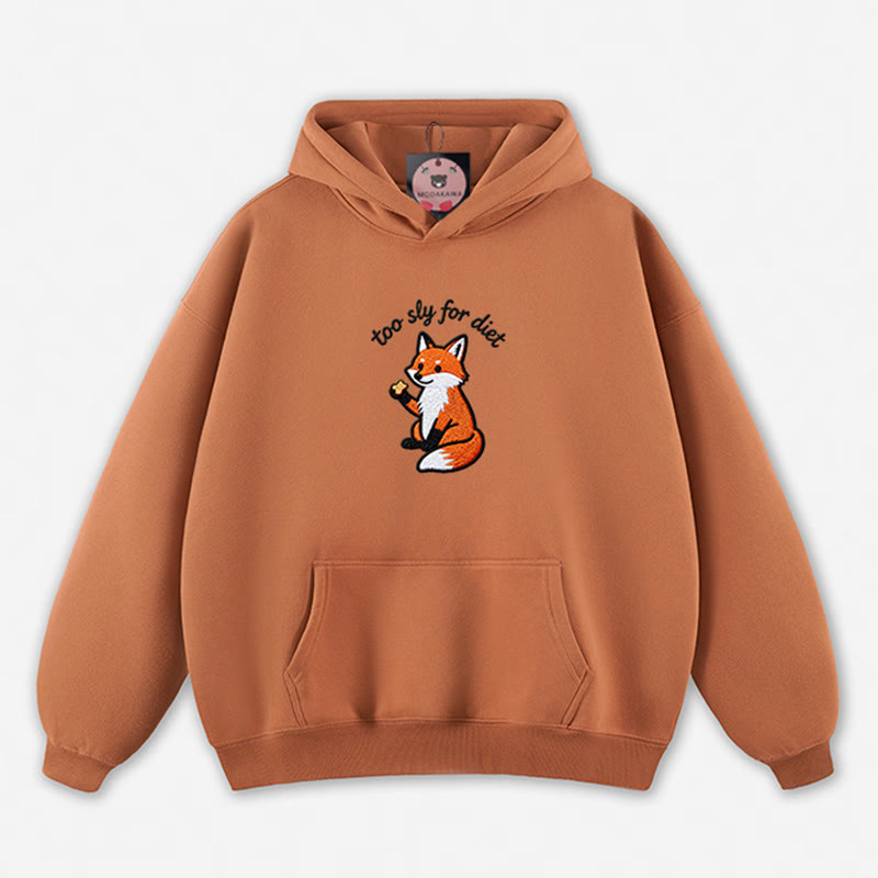 Zu schlau für die Diät – Kapuzenpullover mit Fuchsmotiv - Light Brown - 5XL - image 2