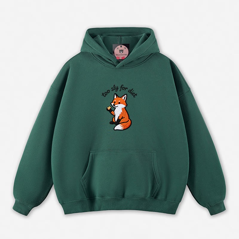Zu schlau für die Diät – Kapuzenpullover mit Fuchsmotiv - Green - 5XL - image 1