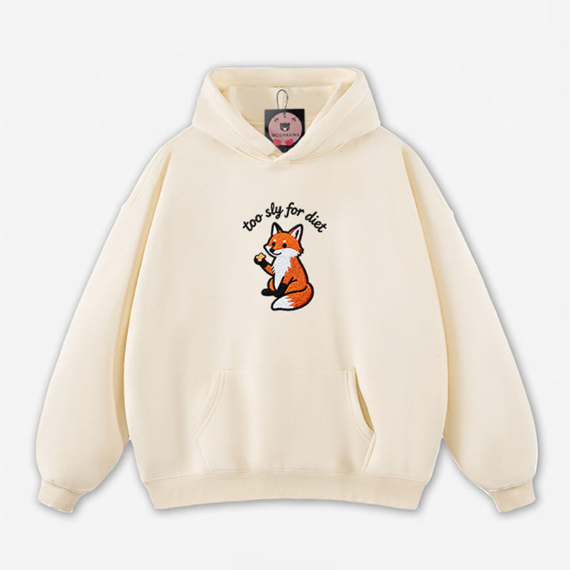 Zu schlau für die Diät – Kapuzenpullover mit Fuchsmotiv - Apricot - 5XL - image 6