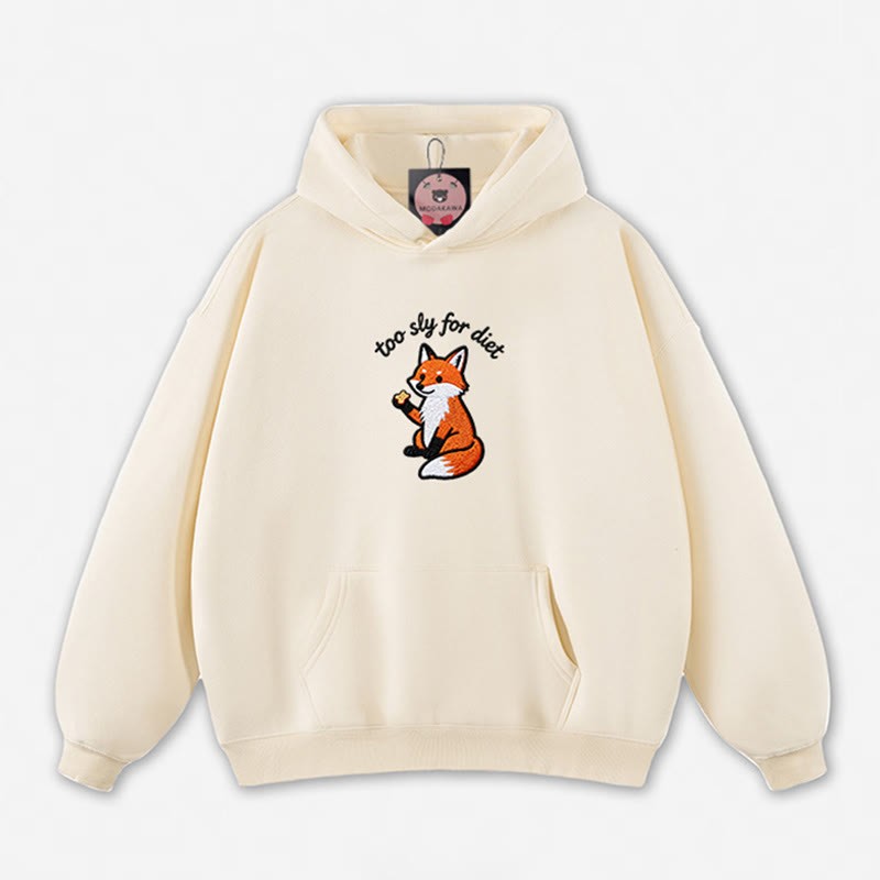 Zu schlau für die Diät – Kapuzenpullover mit Fuchsmotiv - Apricot - 5XL - image 6