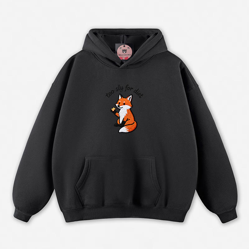 Zu schlau für die Diät – Kapuzenpullover mit Fuchsmotiv - Black - 5XL - image 10