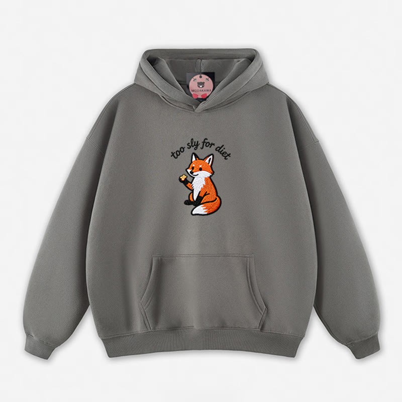 Zu schlau für die Diät – Kapuzenpullover mit Fuchsmotiv - Grey - 5XL - image 9