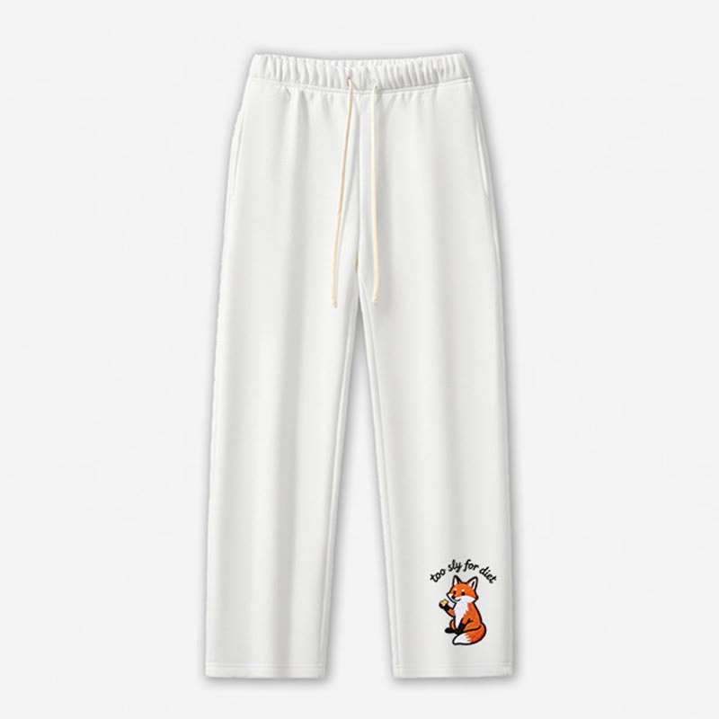 Zu schlau für die Diät: Freizeithose mit Fuchsmotiv - White - 5XL - image 5