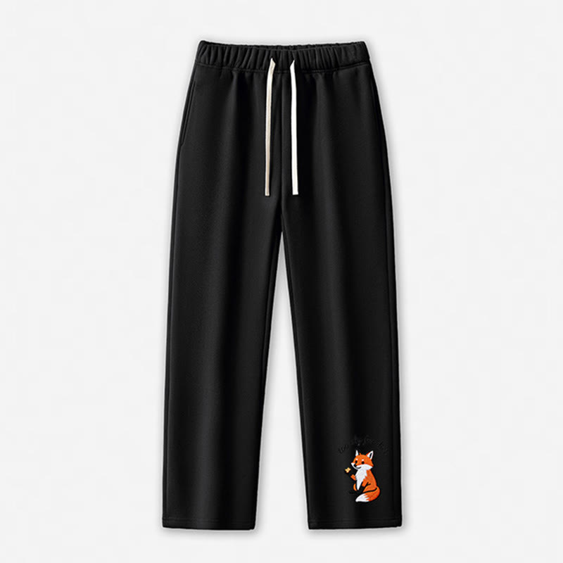 Zu schlau für die Diät: Freizeithose mit Fuchsmotiv - Black - 5XL - image 10