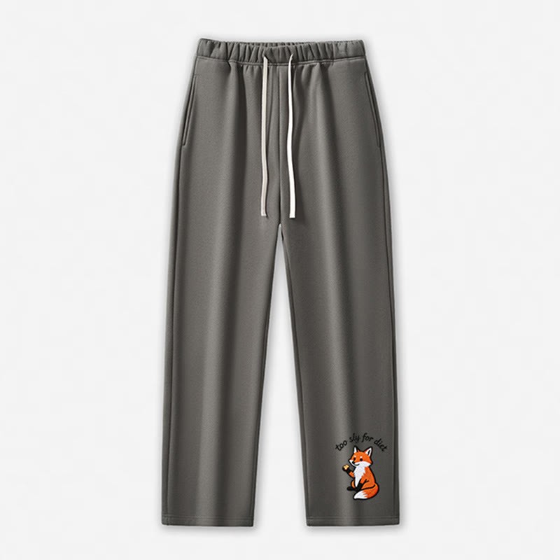 Zu schlau für die Diät: Freizeithose mit Fuchsmotiv - Grey - 5XL - image 2