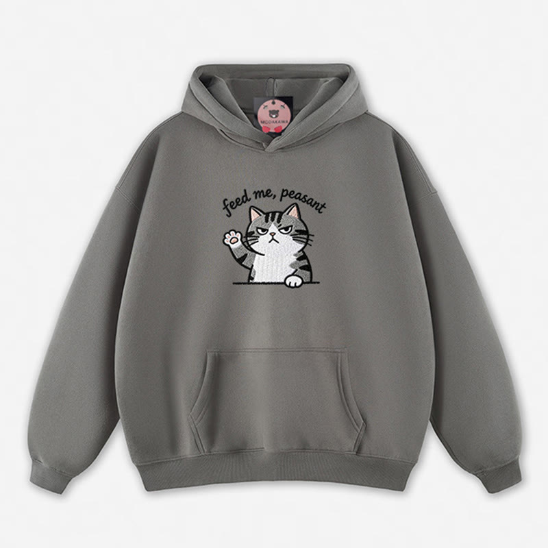 FÜTTER MICH, BAUER! Locker geschnittener Hoodie mit Katzenpfoten-Motiv - Grey - 5XL - image 10