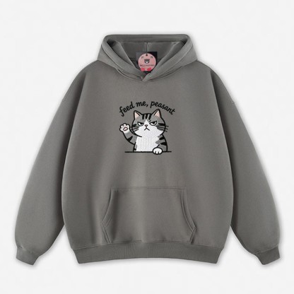 FÜTTER MICH, BAUER! Locker geschnittener Hoodie mit Katzenpfoten-Motiv - Grey - 5XL - image 10