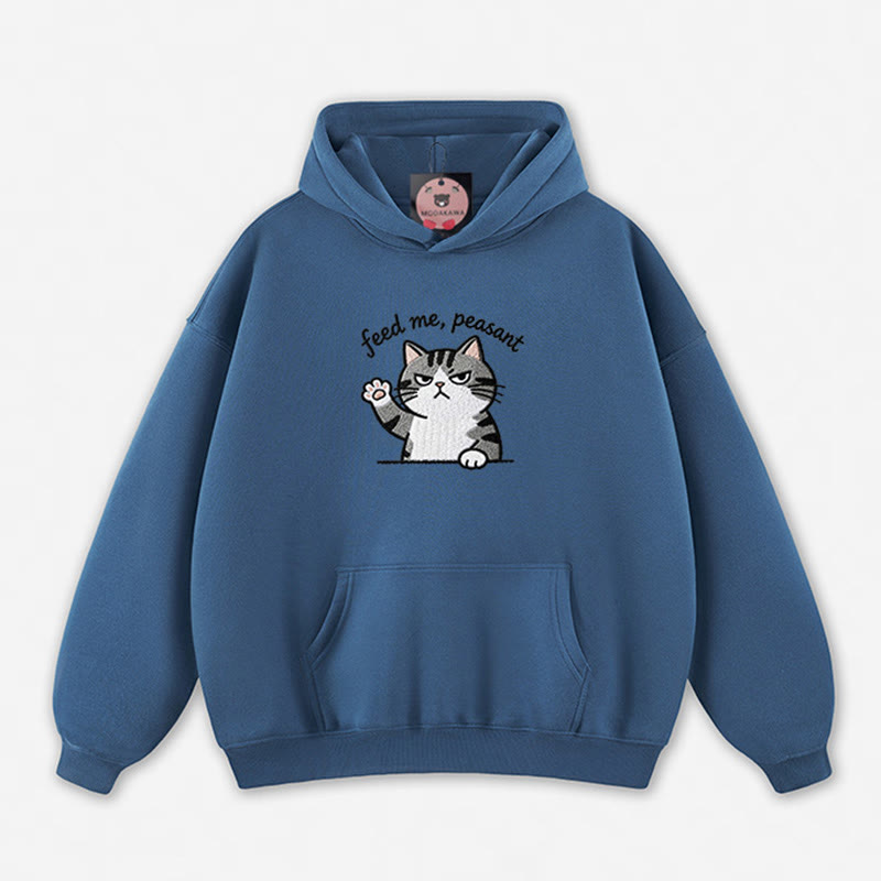 FÜTTER MICH, BAUER! Locker geschnittener Hoodie mit Katzenpfoten-Motiv - Dark Blue - 5XL - image 5