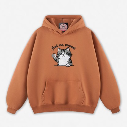 FÜTTER MICH, BAUER! Locker geschnittener Hoodie mit Katzenpfoten-Motiv - Light Brown - 5XL - image 3