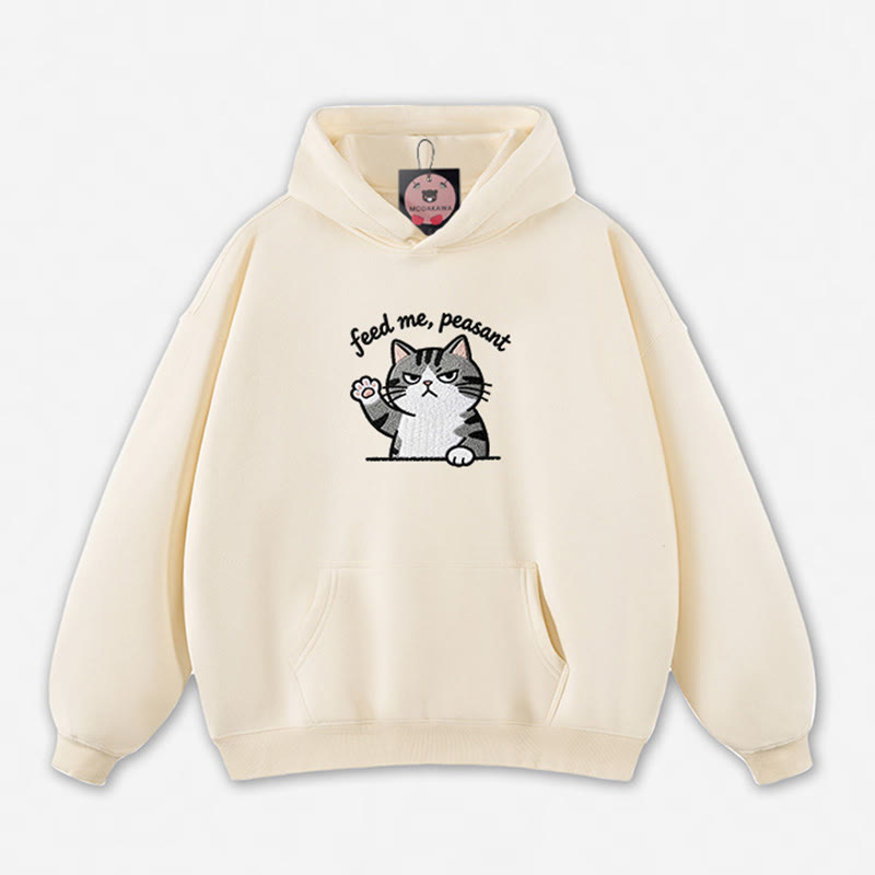 FÜTTER MICH, BAUER! Locker geschnittener Hoodie mit Katzenpfoten-Motiv - Apricot - 5XL - image 7
