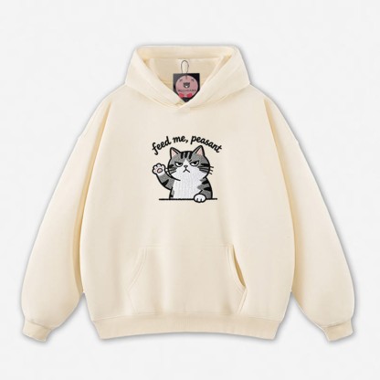 FÜTTER MICH, BAUER! Locker geschnittener Hoodie mit Katzenpfoten-Motiv - Apricot - 5XL - image 7
