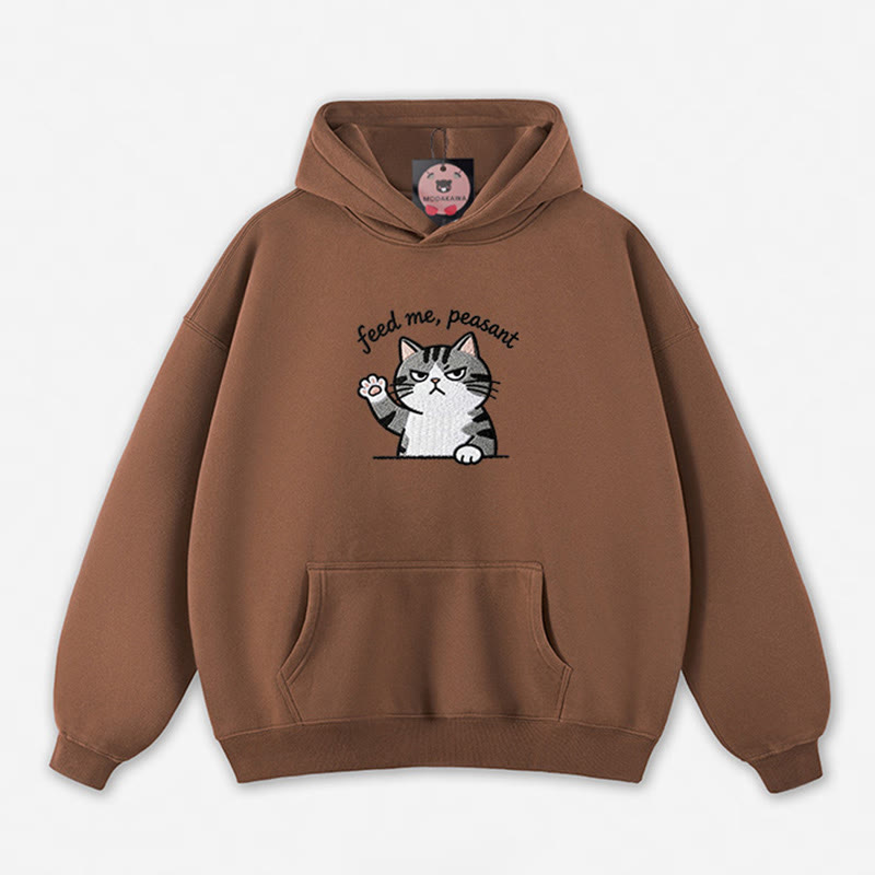 FÜTTER MICH, BAUER! Locker geschnittener Hoodie mit Katzenpfoten-Motiv - Brown - 5XL - image 9