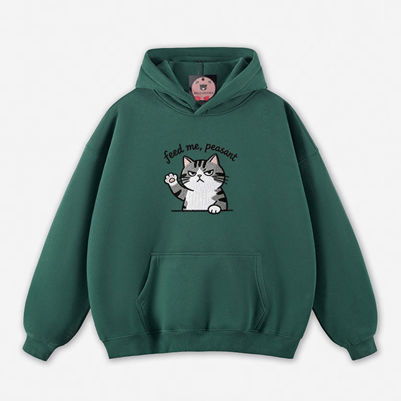 FÜTTER MICH, BAUER! Locker geschnittener Hoodie mit Katzenpfoten-Motiv - Green - 5XL - image 2