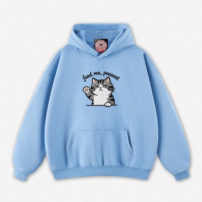 FÜTTER MICH, BAUER! Locker geschnittener Hoodie mit Katzenpfoten-Motiv - Blue - 5XL - image 4