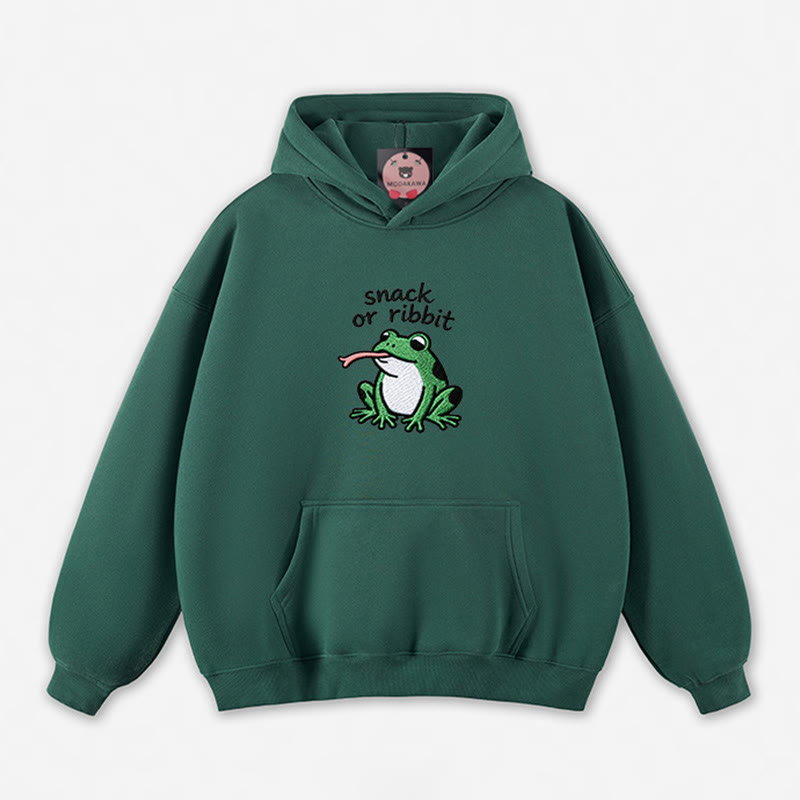 SNACK OR RIBBIT Frosch-Grafik-Hoodie (locker) - Green - 5XL - image 2