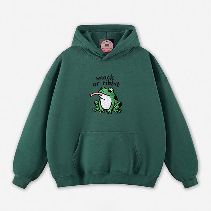 SNACK OR RIBBIT Frosch-Grafik-Hoodie (locker) - Green - 5XL - image 2