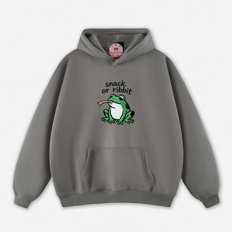 SNACK OR RIBBIT Frosch-Grafik-Hoodie (locker) - Grey - 5XL - image 1
