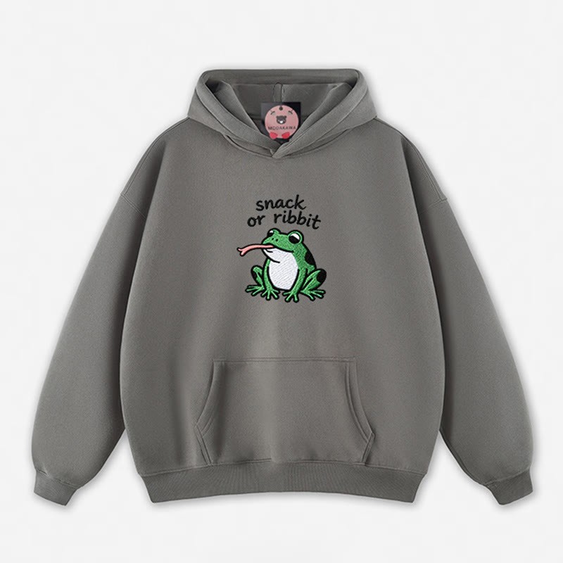 SNACK OR RIBBIT Frosch-Grafik-Hoodie (locker) - Grey - 5XL - image 1