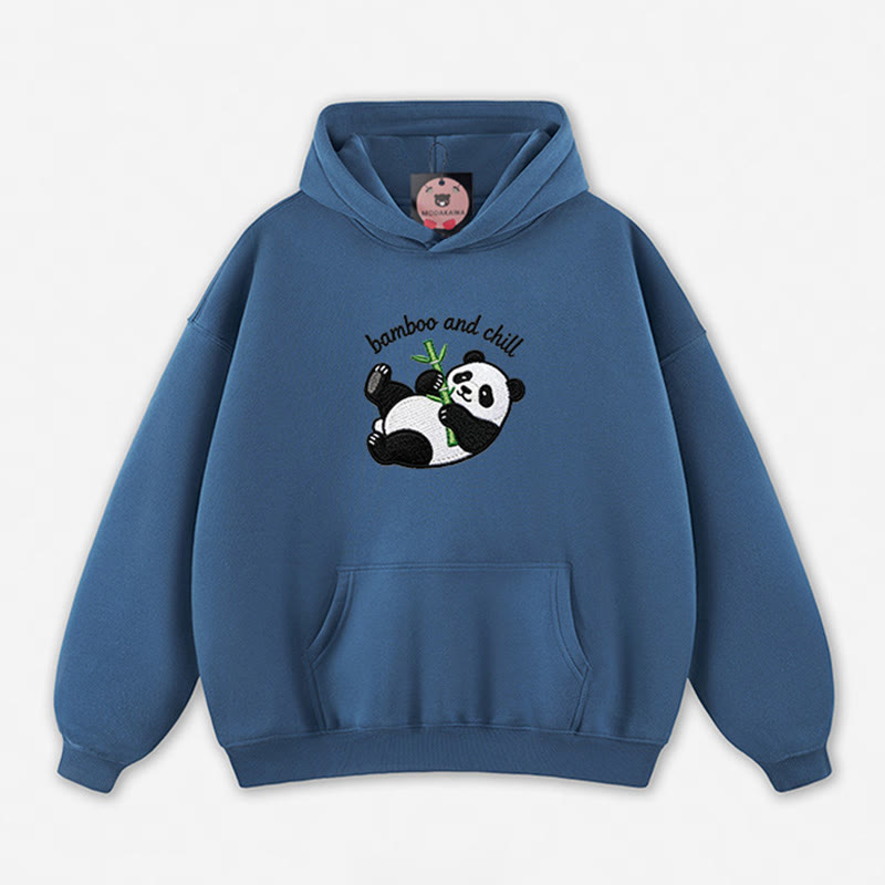 BAMBOO AND CHILL Panda Graphic Loose Hoodie - Dark Blue - 5XL - image 1