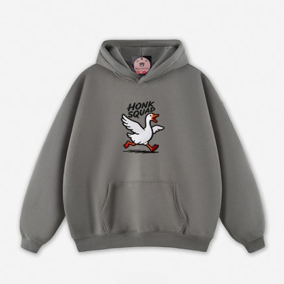 HONK SQUAD Running Goose Graphic Loose Hoodie - Grey - 5XL - image 9