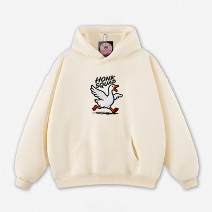 HONK SQUAD Running Goose Graphic Loose Hoodie - Apricot - 5XL - image 1