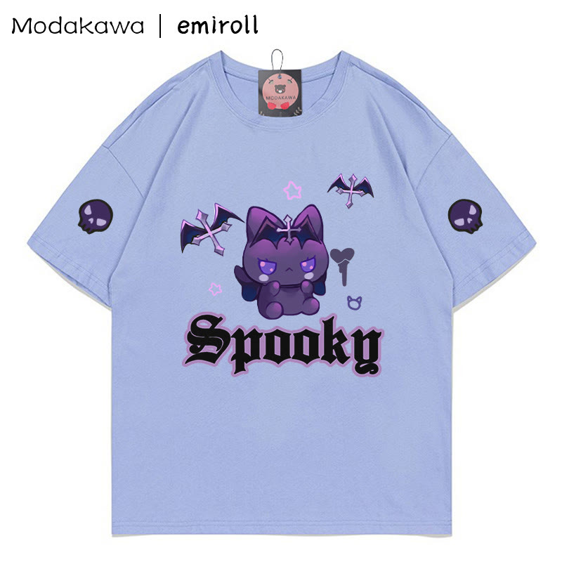 MODAKAWA X emiroll Devil Kitty Print T-Shirt - Blue - 5XL - image 1