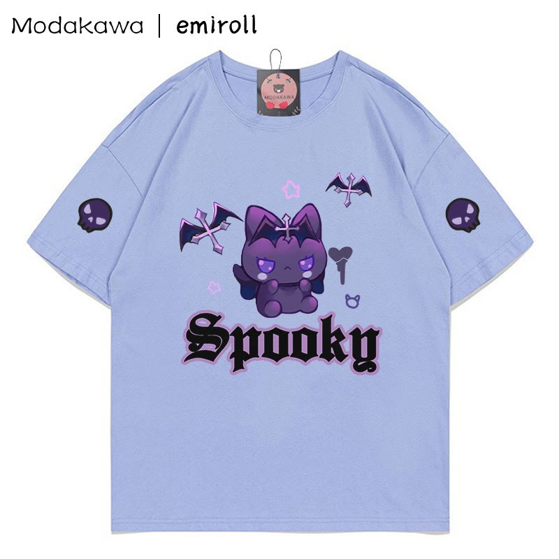 MODAKAWA X emiroll Devil Kitty Print T-Shirt - Blue - 5XL - image 1