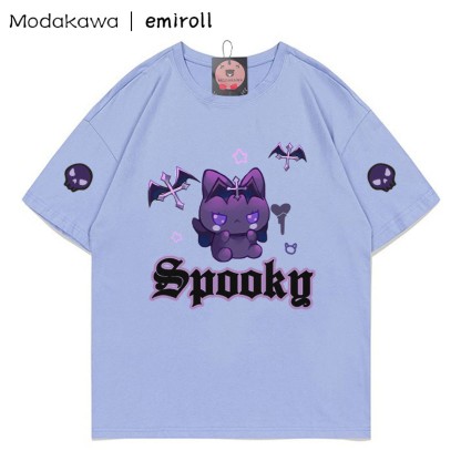 MODAKAWA X emiroll Devil Kitty Print T-Shirt - Blue - 5XL - image 1