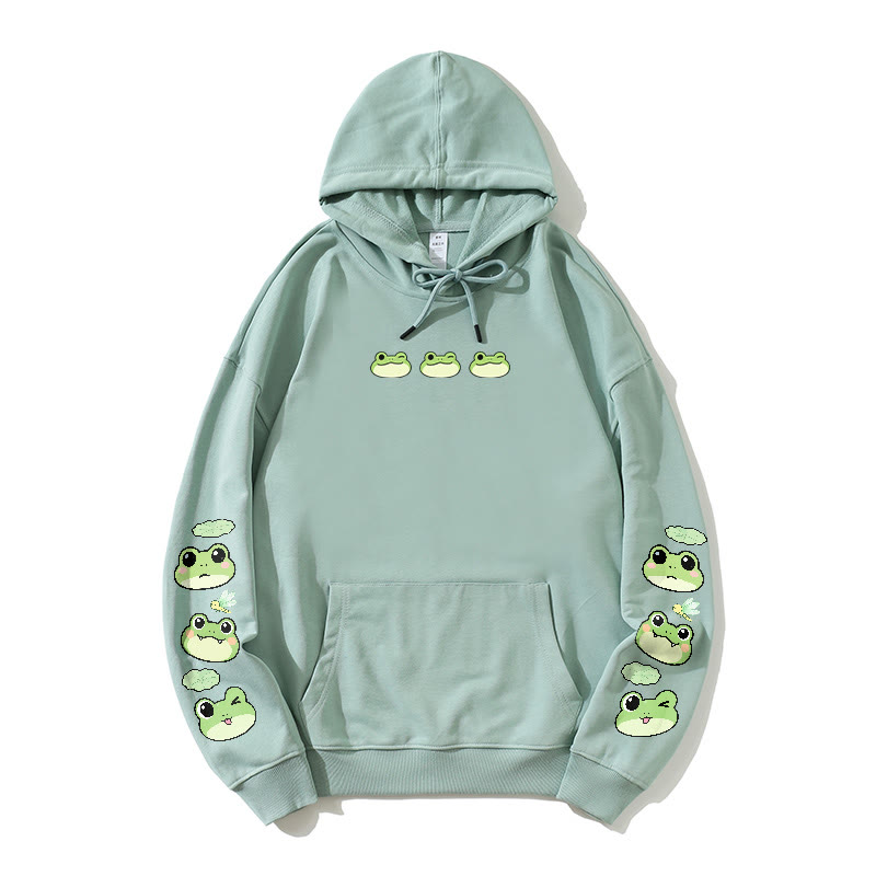 Lockerer Hoodie mit verspieltem Frosch-Print - Green - 5XL - image 3