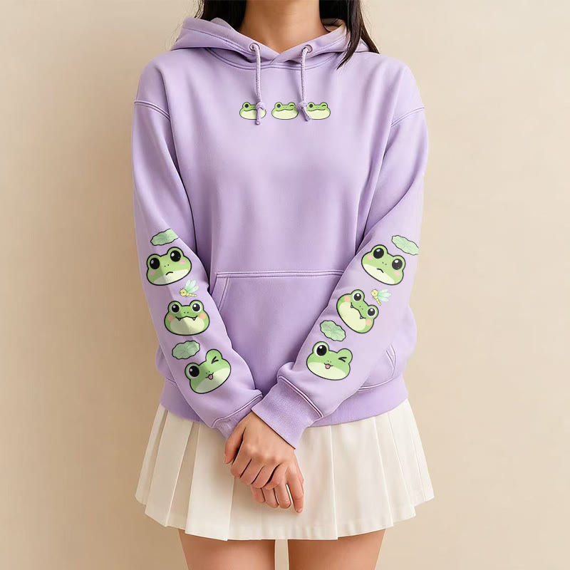 Lockerer Hoodie mit verspieltem Frosch-Print - image 1