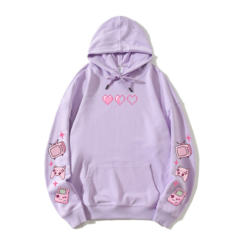 Pixel Heart Game Grafik-Hoodie (locker) - Purple - 5XL - image 3