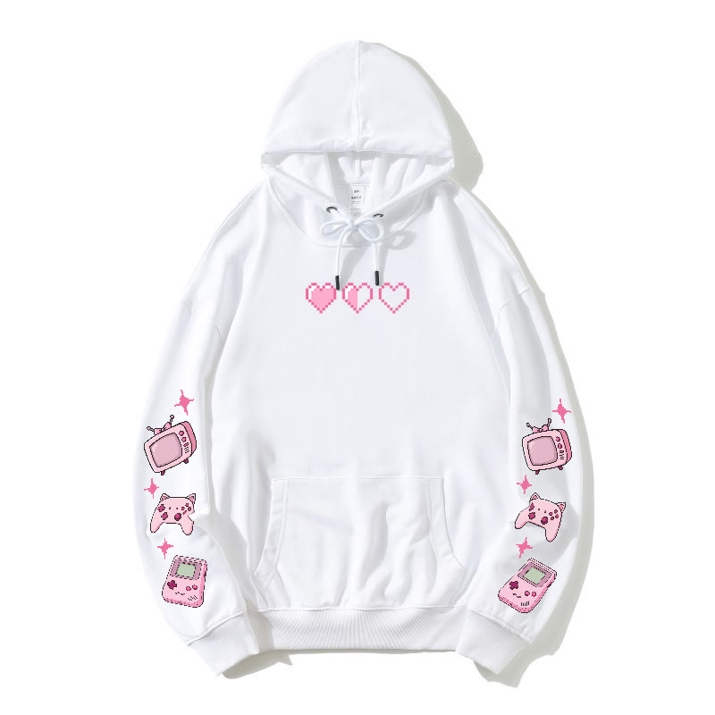 Pixel Heart Game Grafik-Hoodie (locker) - White - 5XL - image 2