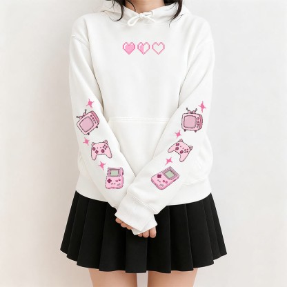 Pixel Heart Game Grafik-Hoodie (locker) - image 1