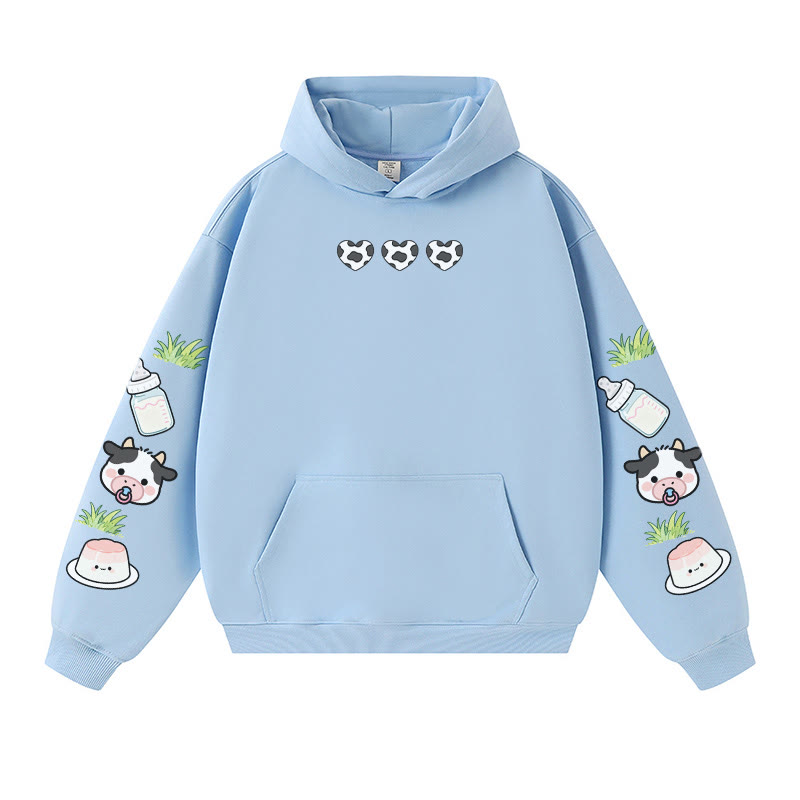 Entzückender warmer dicker Kapuzenpullover mit Kuhmilch-Grafik - Blue - 3XL - image 2