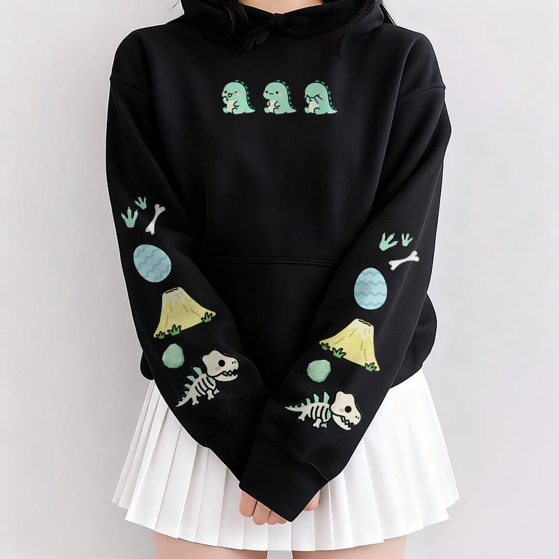 Lockerer Hoodie mit verspieltem Dinosaurier-Print - image 1