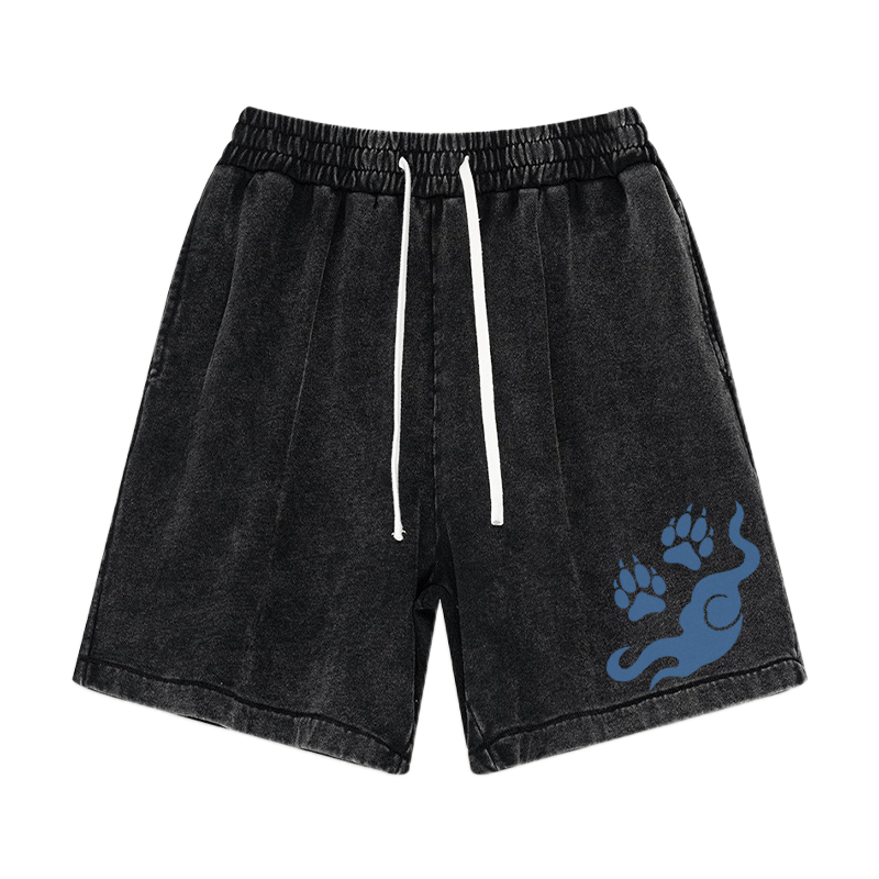 Streetwear-Shorts mit Paw Flame-Grafik im Vintage-Look - Schwarz - 3XL - image 5