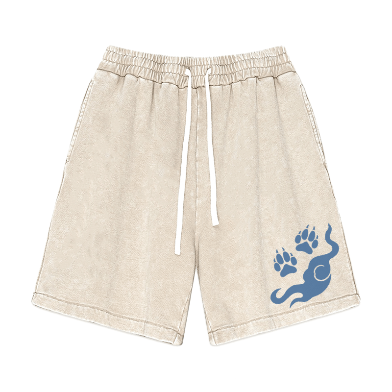 Streetwear-Shorts mit Paw Flame-Grafik im Vintage-Look - Aprikose - 3XL - image 3