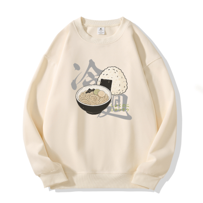 Sweatshirt mit japanischem Ramen-Onigiri-Motiv und Rundhalsausschnitt - Beige - 5XL - image 2