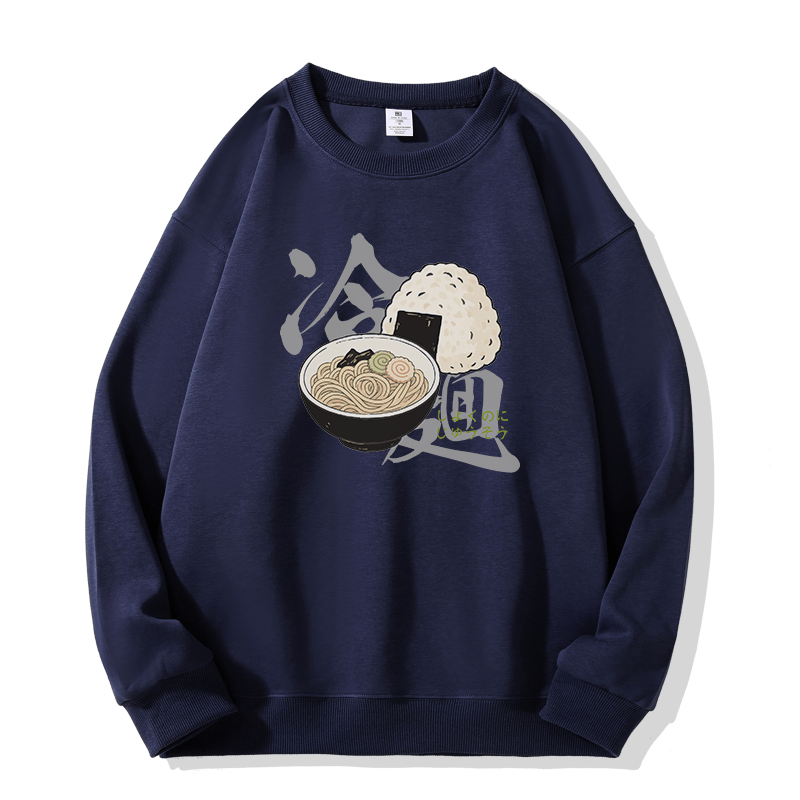 Sweatshirt mit japanischem Ramen-Onigiri-Motiv und Rundhalsausschnitt - Purplish Blue - 5XL - image 1