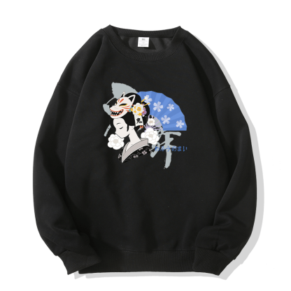 Sweatshirt mit Fuchsmaske-Grafik und Rundhalsausschnitt - Black - 5XL - image 5