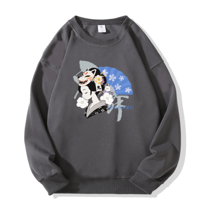 Sweatshirt mit Fuchsmaske-Grafik und Rundhalsausschnitt - Dark Grey - 5XL - image 3