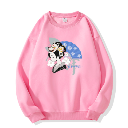 Sweatshirt mit Fuchsmaske-Grafik und Rundhalsausschnitt - Pink - 5XL - image 2